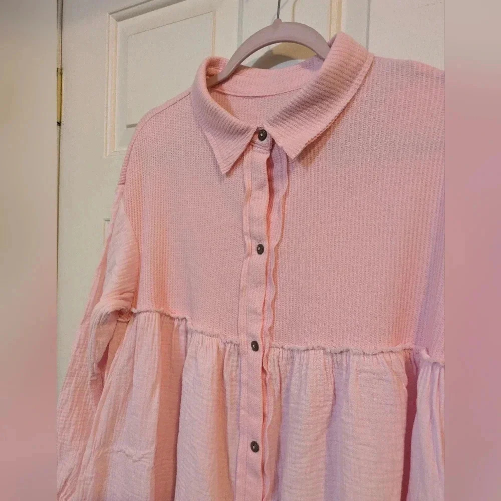 EUC Boutique Bohemian Cotton Tunic Mini Dress in Cotton Candy 🍭🍬 Pink, size L - Picture 4 of 8